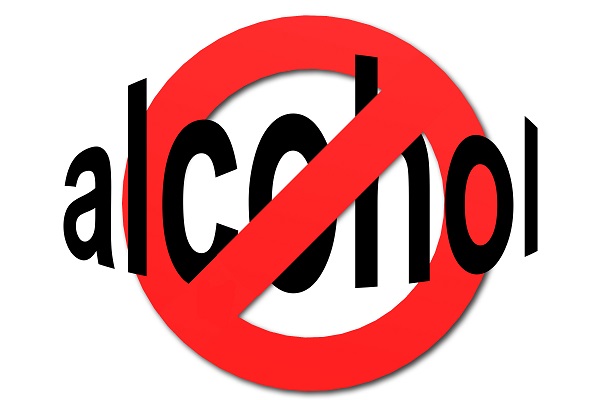 Stop alcohol sign in red with white background, 3D rendering