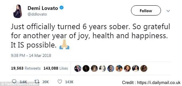 Demi’s tweet dated 14 March: How do we recognise the stages of relapse?