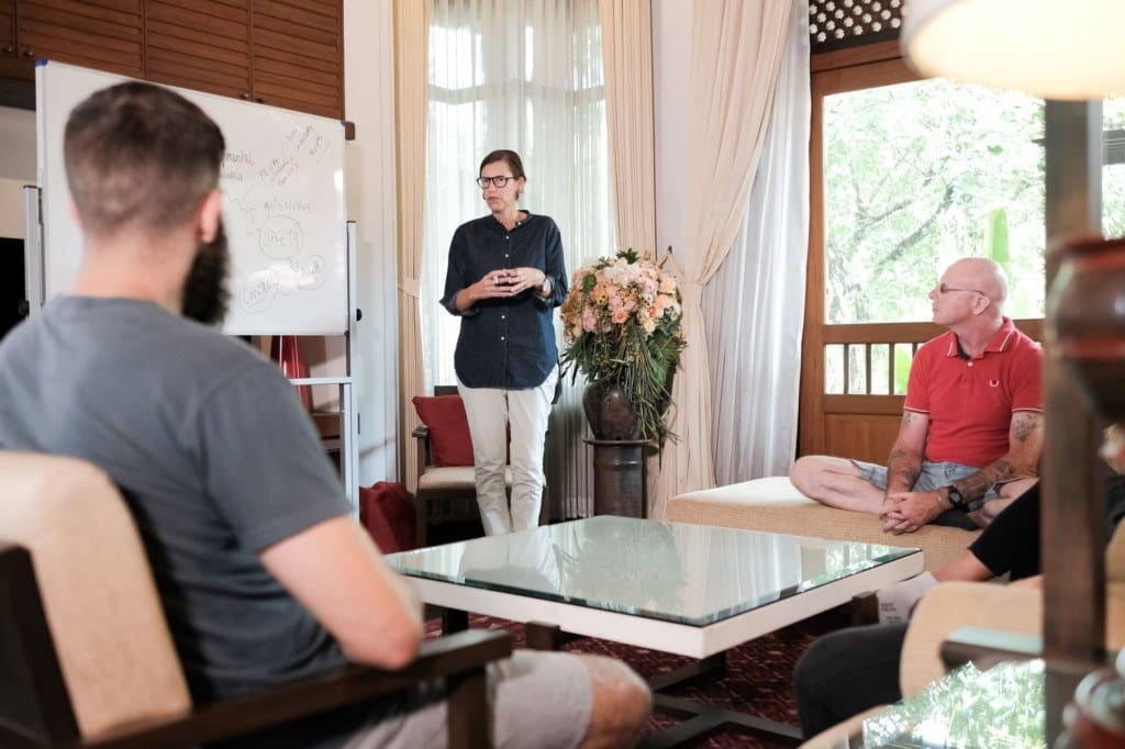 A counsellor in a group session at The Dawn international rehab Thailand