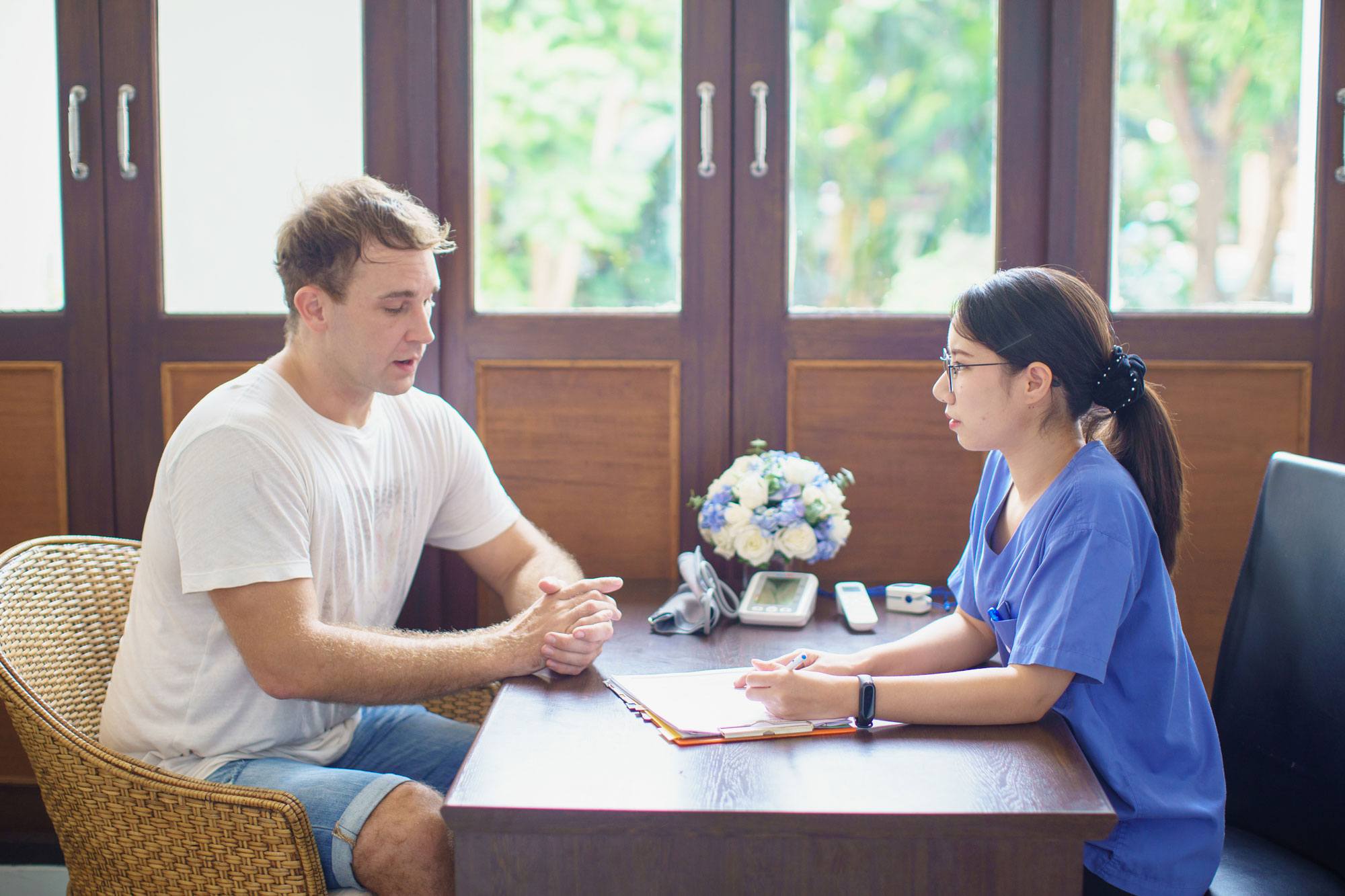 Medical Expert Making an Assessment on a Client at The Dawn Thailand Rehab