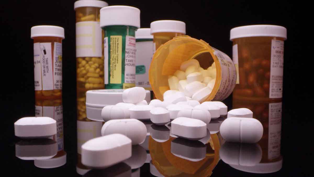 prescription drugs and opioids on table top