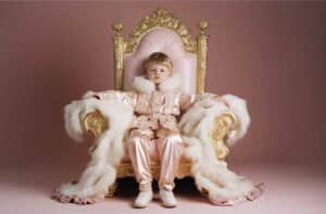 King baby in a royal armchair